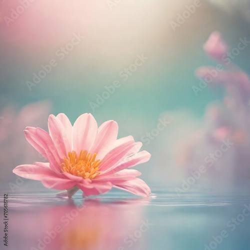 A flower flows on the water