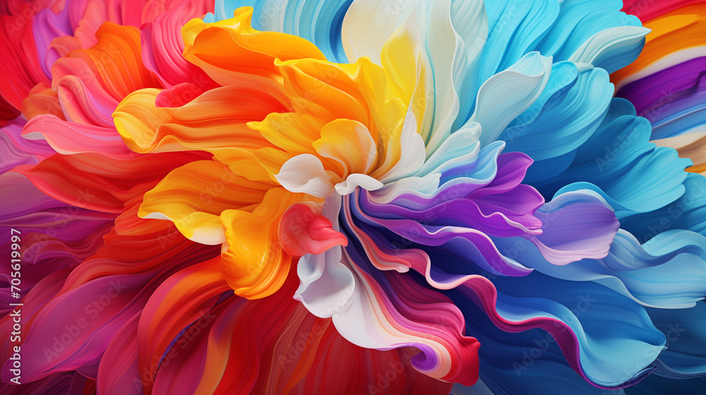 Colorful swirls of liquid paint. Beautiful abstract background. Close up view of a colorful flower.