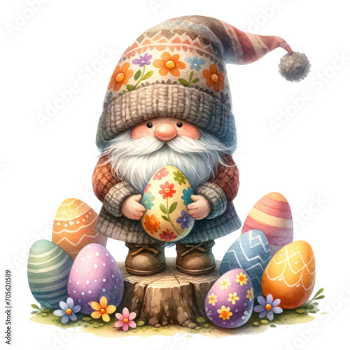 Cute Gnome Easter Day Clipart Illustration © pisan