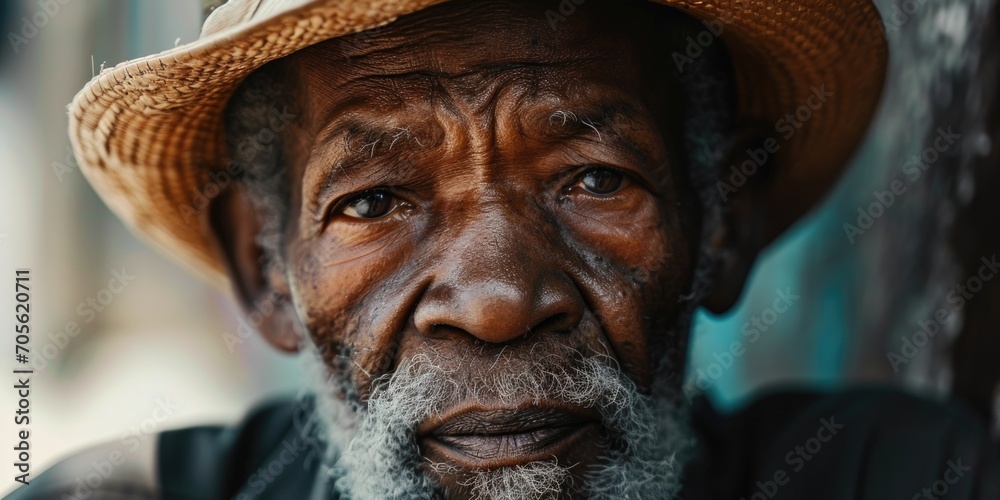 A close-up view of a person wearing a hat. This image can be used to depict fashion, style, or outdoor activities A close-up view of a person wearing a hat. This image can be used to depict fashion, style, or outdoor activities