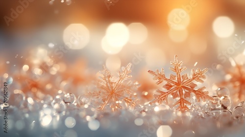 A background of subdued peach color with snowflakes  color of the year  new year  Generative AI.