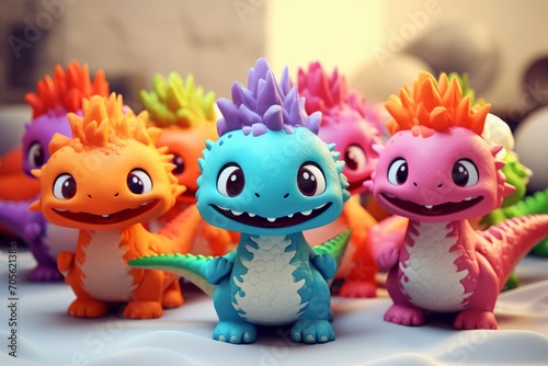 Lovable Cute dinosaurs kids. Model toy animal. Generate Ai