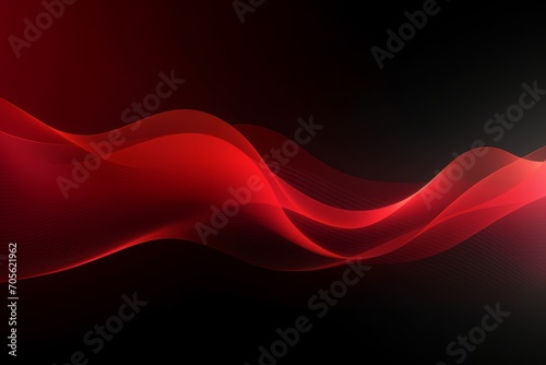 Abstract red color wave design element on black background. Generative AI