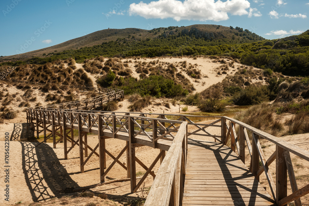 Holzsteg in den Dünen, Capdepera Mallorca
