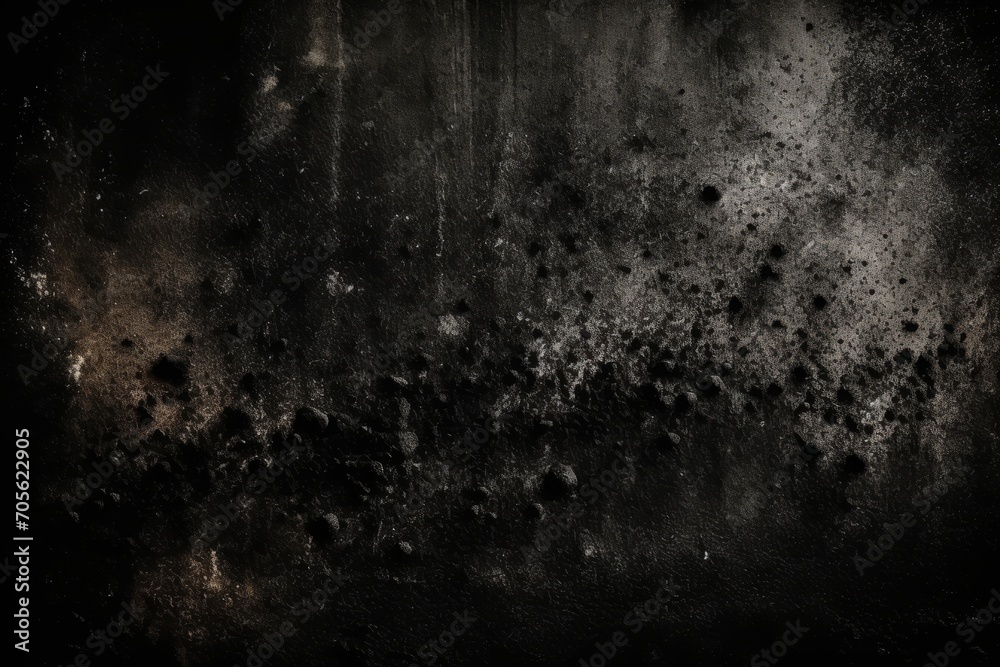 Dust and scratches design. Black abstract background. Vintage effect. Copy space. Generative AI