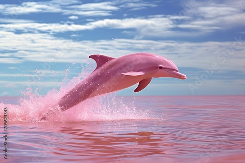 Pink dolphin jumping photo