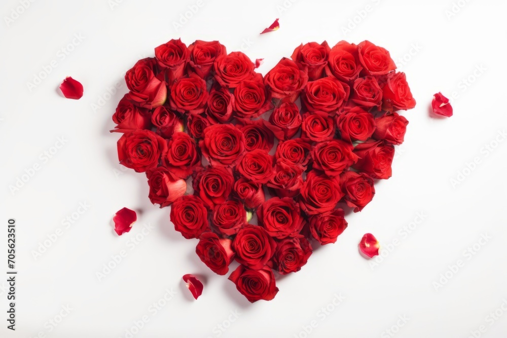 Heart Made of Red Roses Isolated on White Background. Generative AI Heart Made of Red Roses Isolated on White Background. Generative AI