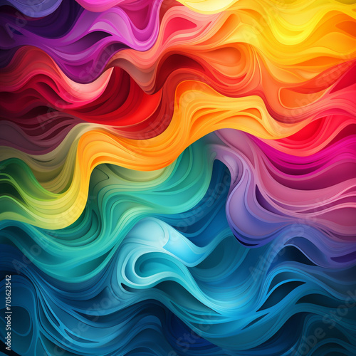 illustration of abstract rainbow waves background. Created with Generative AI