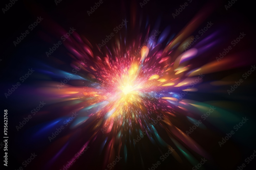 Illuminated burst of multicolor light. Abstract light background. Generative AI Illuminated burst of multicolor light. Abstract light background. Generative AI