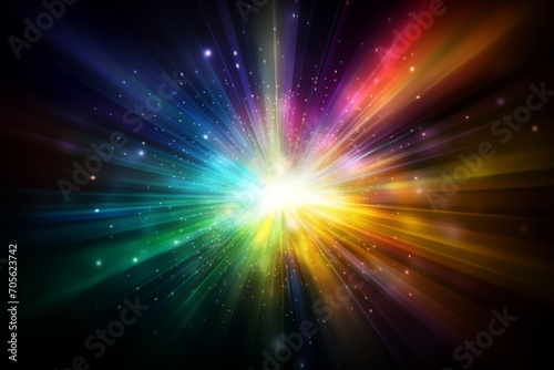 Illuminated burst of multicolor light. Abstract light background. Generative AI