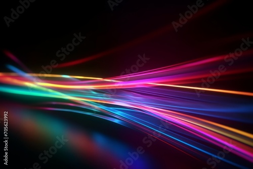 Abstract colorful background with lines, motion neon light. Generative AI