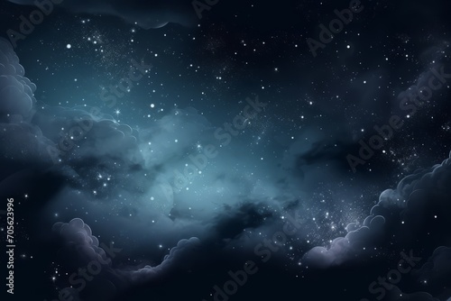 Mysterious cosmic background of night sky with stars and clouds. Generative AI