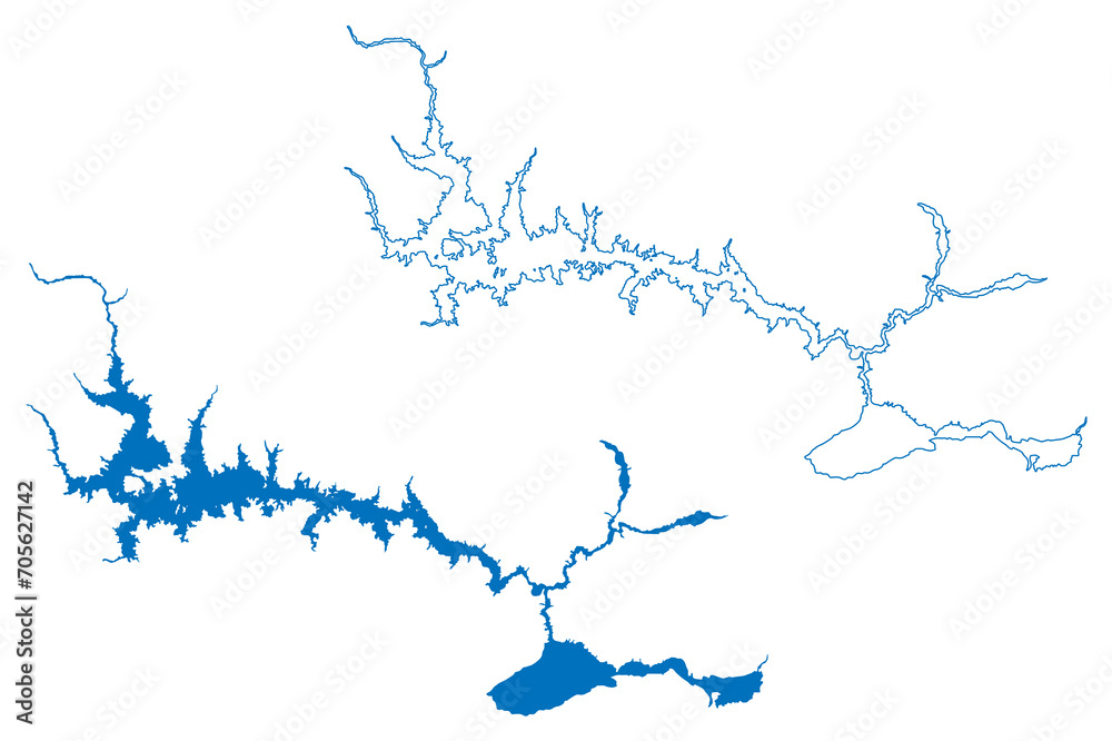 Keban Lake (Republic of Türkiye, Turkey) map vector illustration, scribble sketch Reservoir Keban Baraji Dam map..