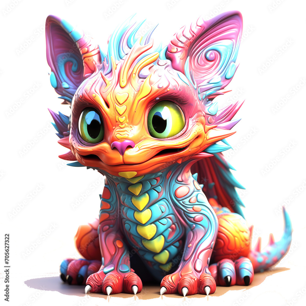 Fototapeta premium Dragon Cat clipart set, 45 PNG 300DPI, 4000 pixel, Cute Dragon cat monster illustrations Planner elements for lovers Commercial use