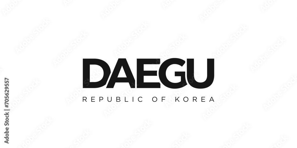 Daegu in the Korea emblem. The design features a geometric style, vector illustration with bold typography in a modern font. The graphic slogan lettering. Daegu in the Korea emblem. The design features a geometric style, vector illustration with bold typography in a modern font. The graphic slogan lettering.