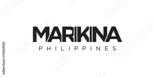 Marikina in the Philippines emblem. The design features a geometric style, vector illustration with bold typography in a modern font. The graphic slogan lettering. photo