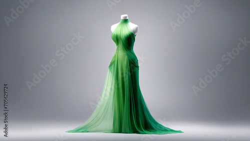 Modenschau mit grünem Kleid photo