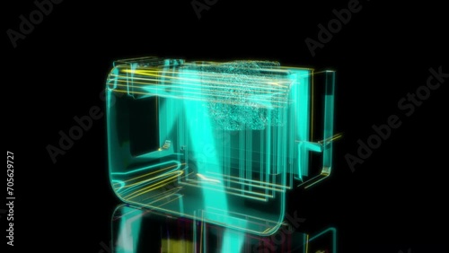 Rendering 3D animation, toaster model on a black background