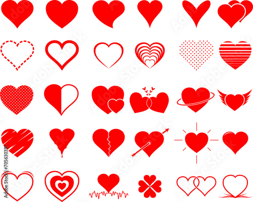 vector image of a heart icon set with a transparent background