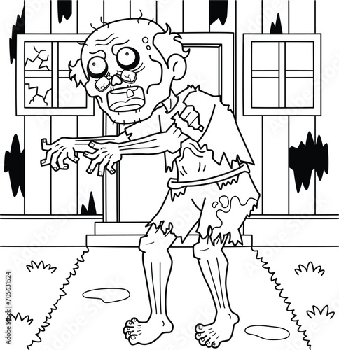 Old Zombie Coloring Page for Kids