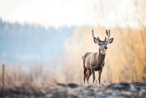 elk with breath visible in crisp morning air © studioworkstock