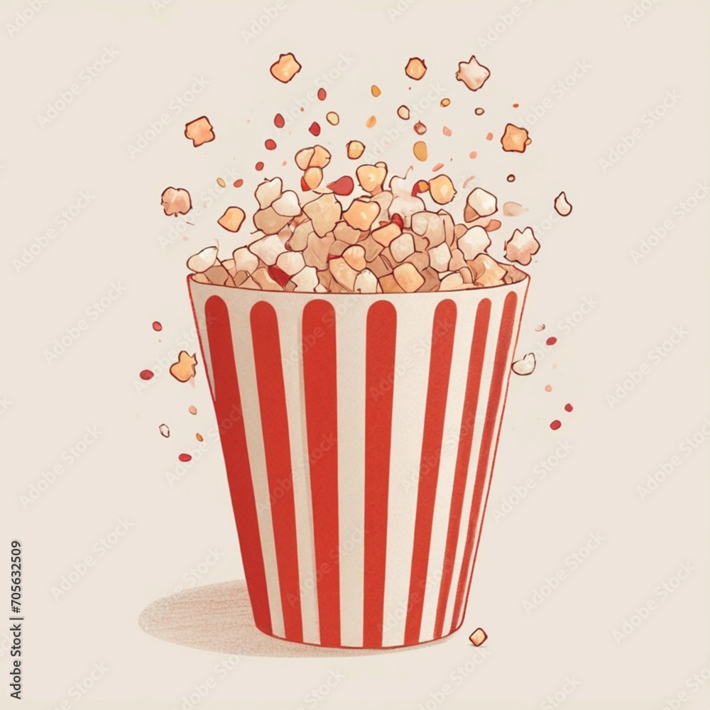 Popcorns In Paper Glass Paper Cup Cartoon Illustration - Popcorn Day