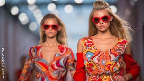 Fashion trends that are vivid and vibrant are exemplified by runway models, Generative AI.