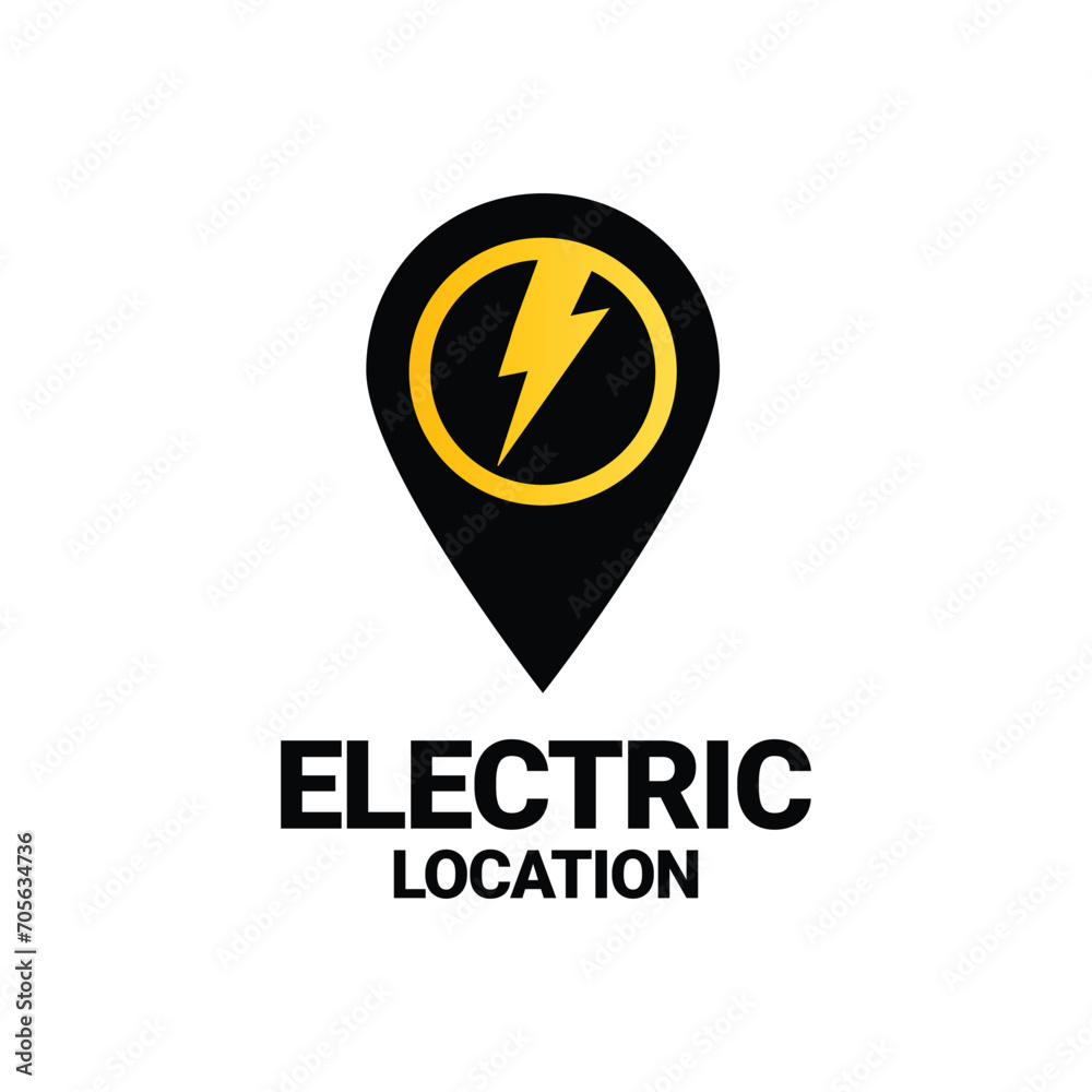 Electric Location Logo Sign Vector With Map Pointer Pin Icon. Geotag Point Icon With Electricity Symbol Vector Image. Electric Location Logo Sign Vector With Map Pointer Pin Icon. Geotag Point Icon With Electricity Symbol Vector Image.