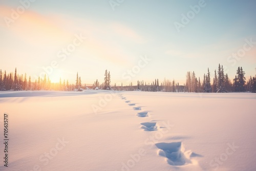footprints leading to snowshoers
