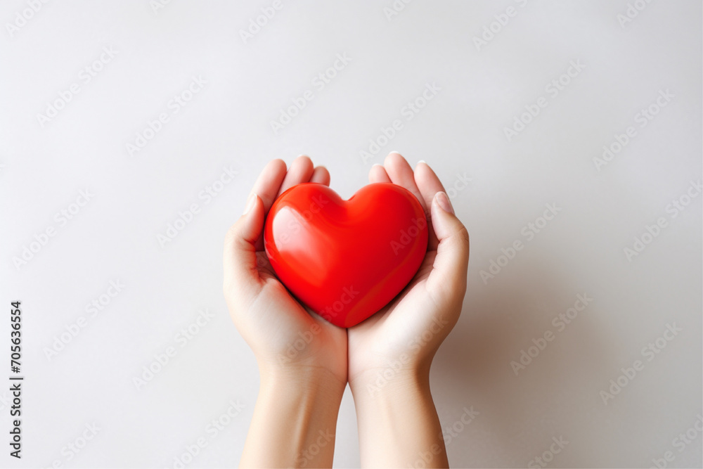 Fototapeta premium hands holding red heart