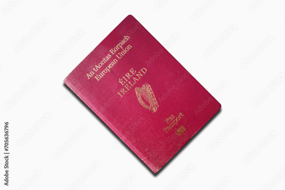 Irish passport isolated on a white background Irish passport isolated on a white background
