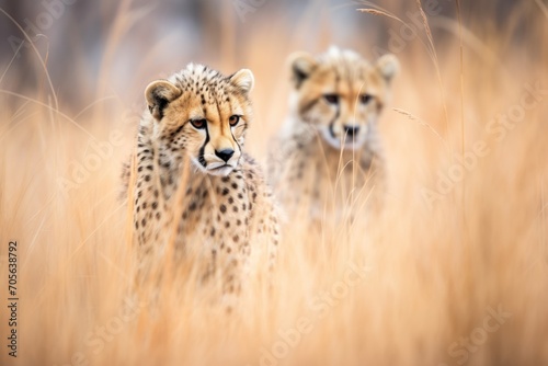 isolated focus on cheetahs face during pursuit