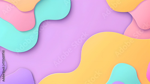 Light purple mint butter pastel shapeless flat abstract background with waves photo
