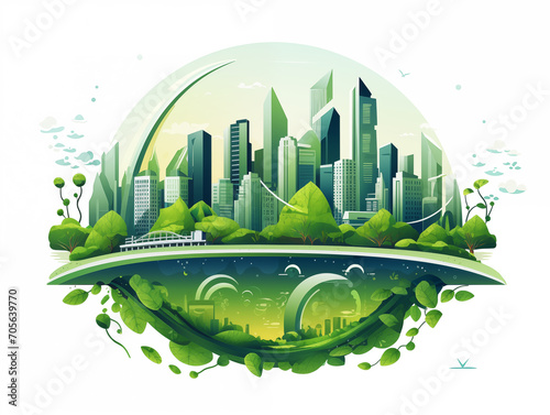 Futuristic civil engineering with nature in mind, concept of green living
