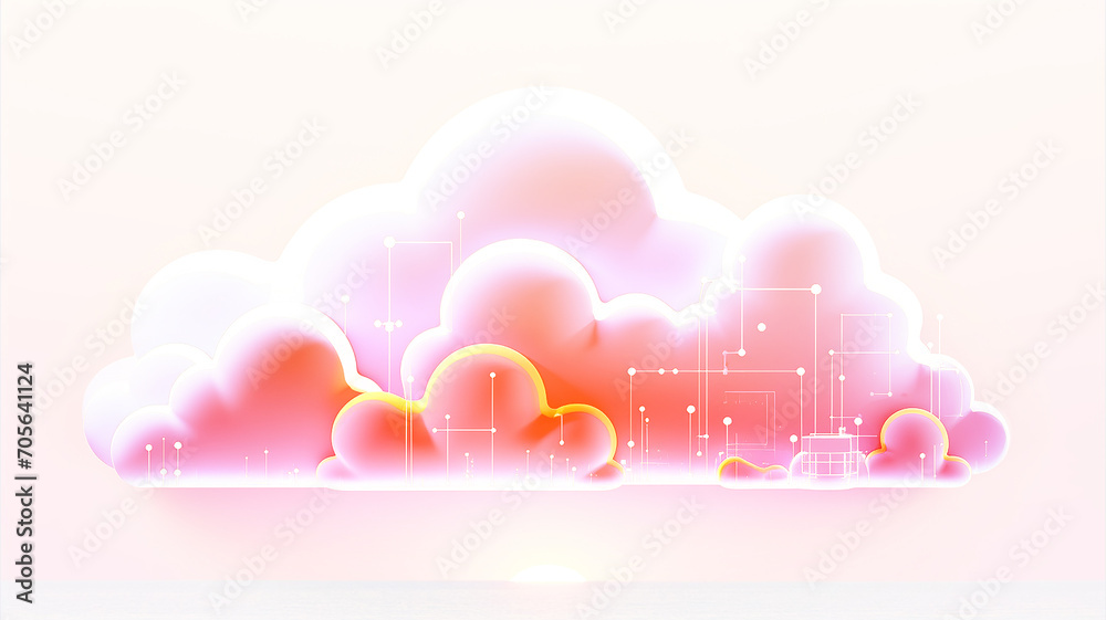cloud service, abstract blurred background, graphics, cloud shape innovative information transfer and storage technologies