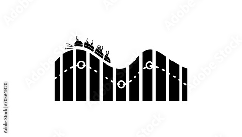 Chart symbol like a Roller coaster, black isolated silhouette
