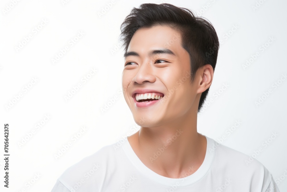 Studio Photo of Joyful Handsome Young Man Laughing. Photo Concept for Cosmetic or Dental Ads. Studio Photo of Joyful Handsome Young Man Laughing. Photo Concept for Cosmetic or Dental Ads.