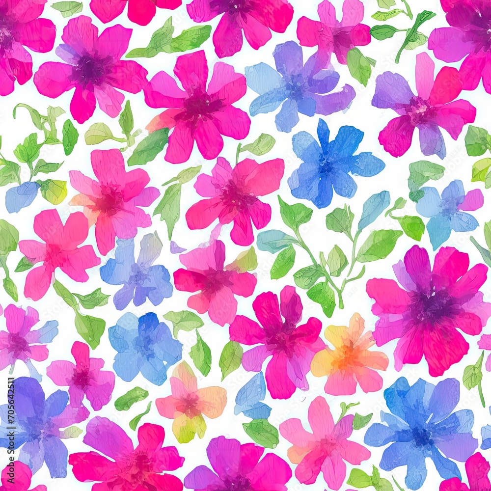 Flowers. Abstract seamless pattern. AI generated.