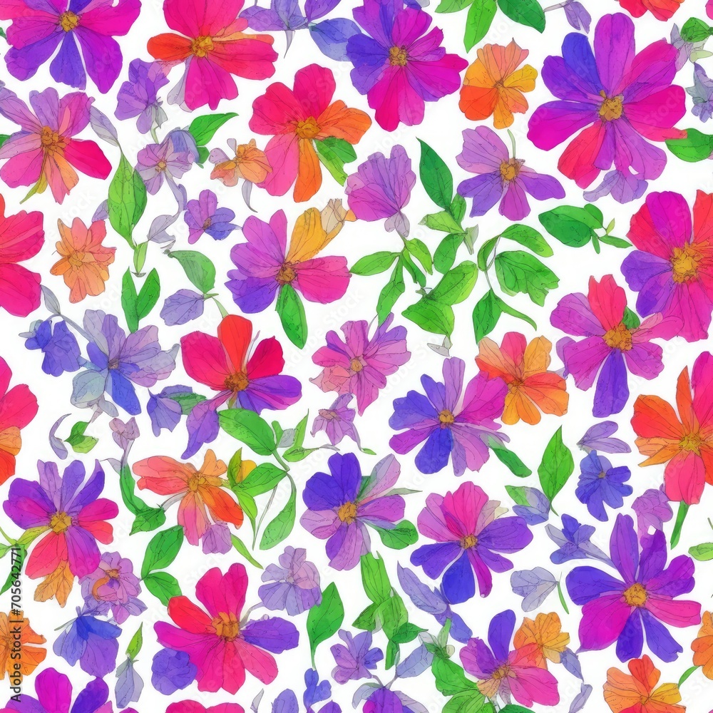 Flowers. Abstract seamless pattern. AI generated. Flowers. Abstract seamless pattern. AI generated.