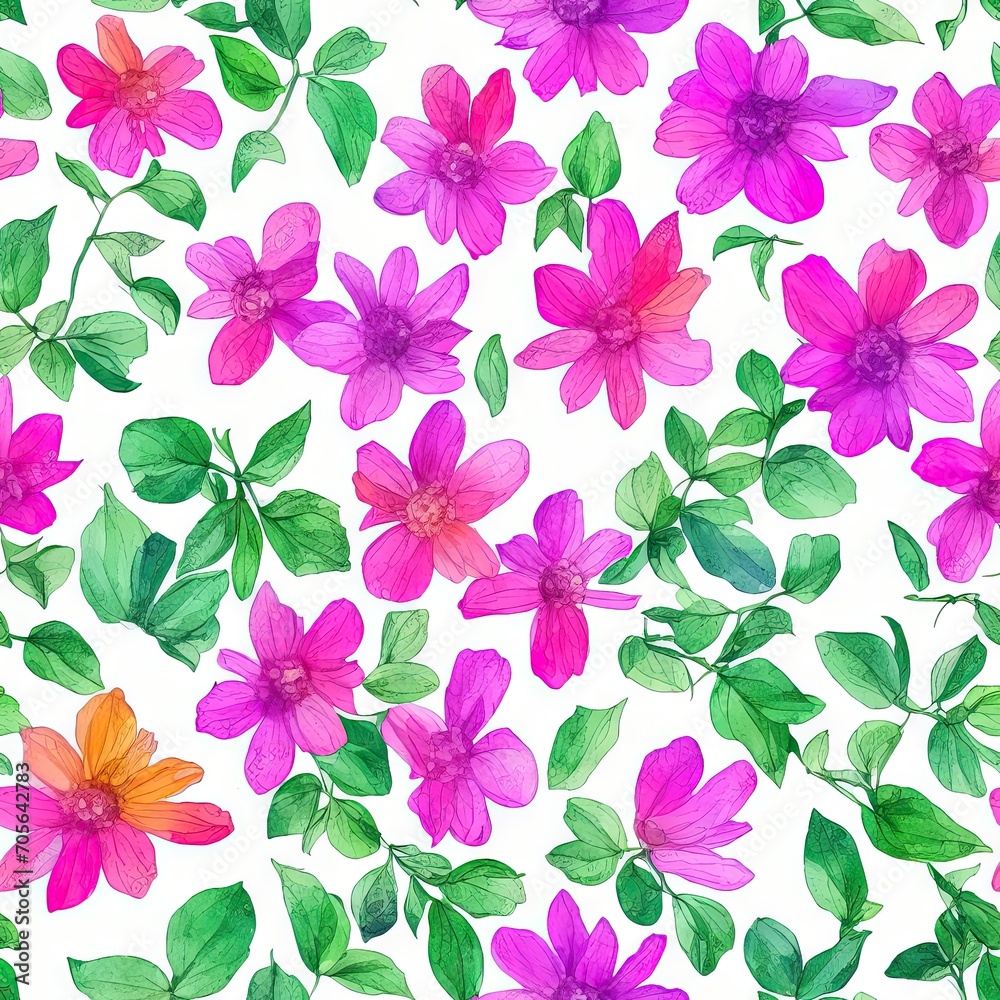 Flowers. Abstract seamless pattern. AI generated. Flowers. Abstract seamless pattern. AI generated.