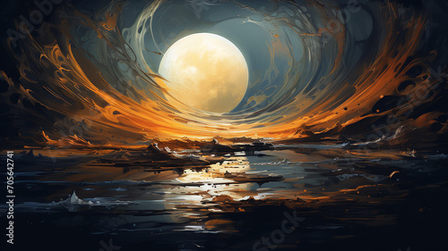 abstract moon water