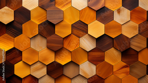 abstract wooden seamless hexagonal mosaic tiles