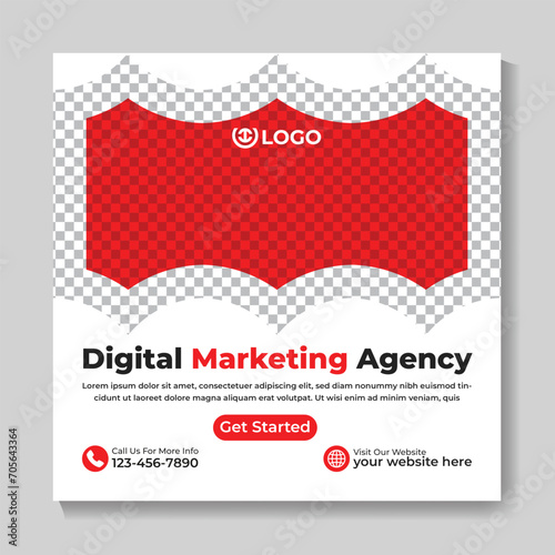 Corporate modern digital marketing agency social media post design square web banner template