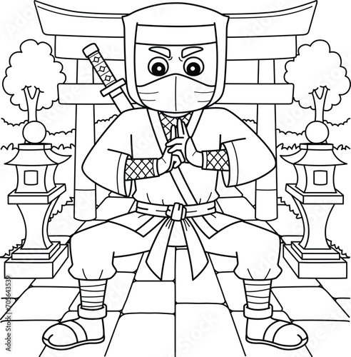 Ninja doing Hand Seals Coloring Page for Kids