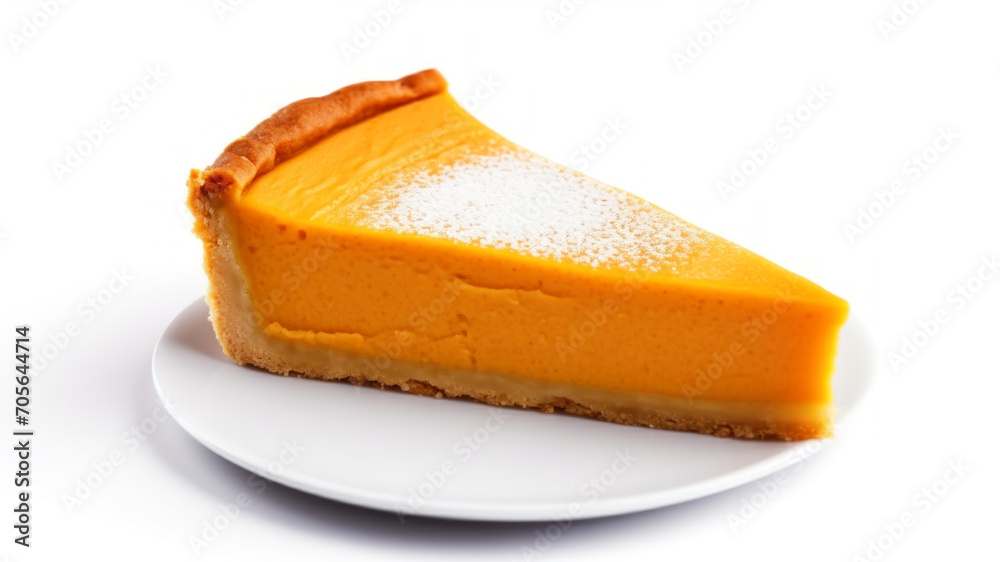 Orange cake on a white plate isolated on white background. Clipping path Orange cake on a white plate isolated on white background. Clipping path