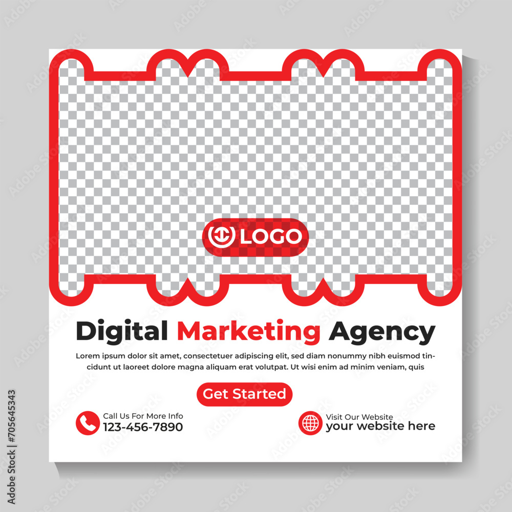 Professional modern digital marketing agency social media post design creative square web banner template