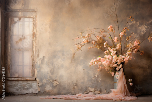 aged room with window for pictorial background