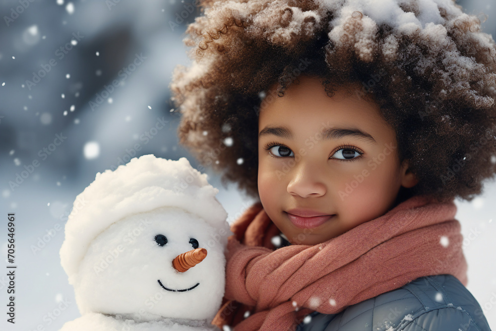 Happy children family making funny snowman outdoors spend weekend leisure outside Generative AI Happy children family making funny snowman outdoors spend weekend leisure outside Generative AI