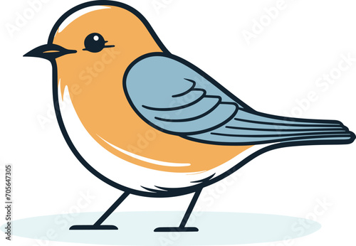 Description: Cute orange bird illustration standing. Simple and charming cartoon style animal. Nature and wildlife themed vector illustration.