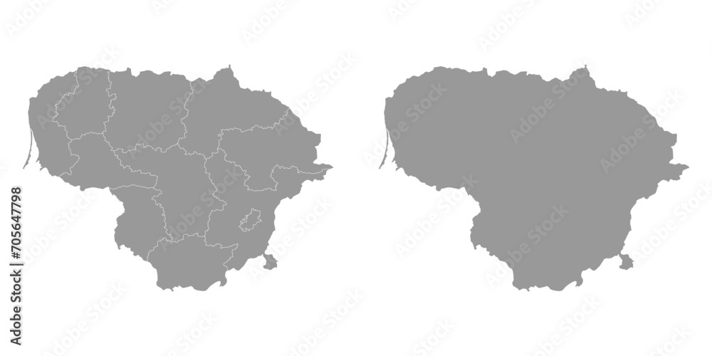 Lithuania gray map with counties. Vector illustration. Lithuania gray map with counties. Vector illustration.